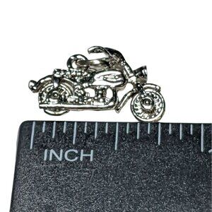 Detailed Motorcycle Charm Pendant Silver-Tone Ideal For Jewelry Making 1 Inch